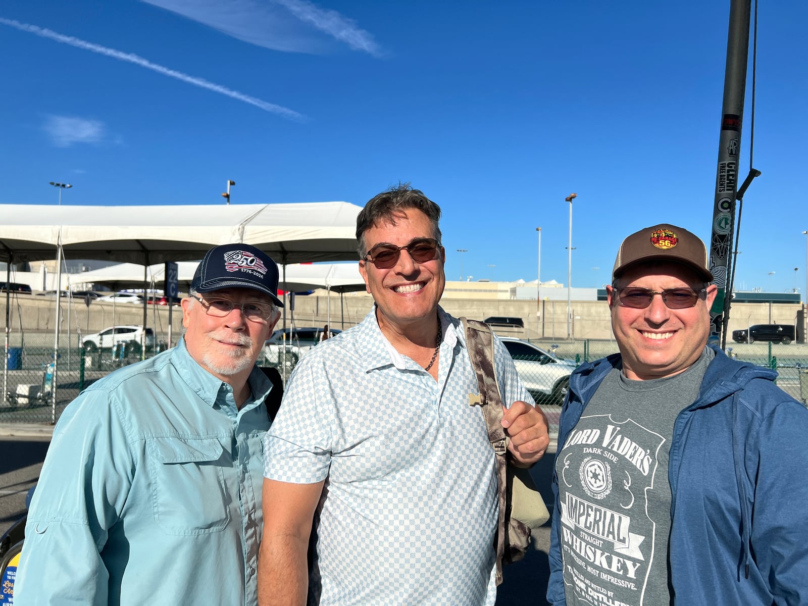 Dale, Peter and Jeremy after the flight to Los Angeles.