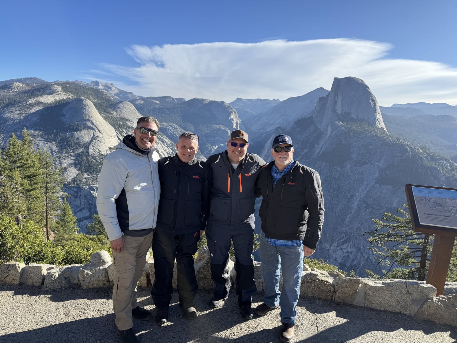 At Glacier Point. Left to right: Peter, Paul, Jeremy, Dale.